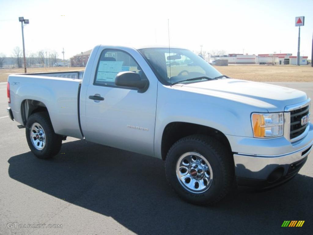 2010 Sierra 1500 Regular Cab 4x4 - Pure Silver Metallic / Ebony photo #3