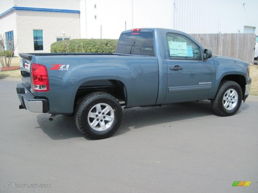 2010 Sierra 1500 SLE Regular Cab 4x4 - Stealth Gray Metallic / Ebony photo #4