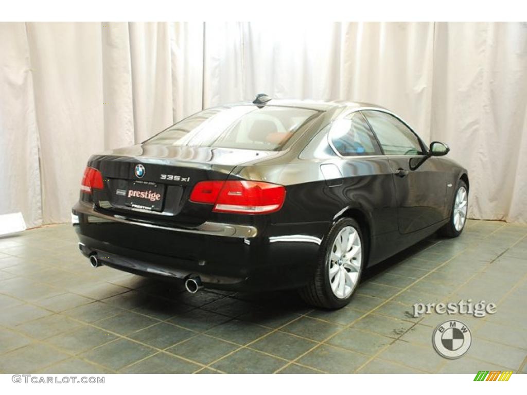 2008 3 Series 335xi Coupe - Jet Black / Coral Red/Black photo #2