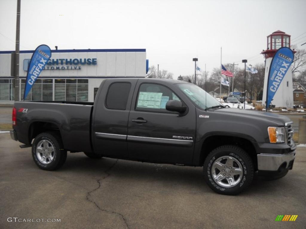 2010 Sierra 1500 SLE Extended Cab 4x4 - Storm Gray Metallic / Ebony photo #1