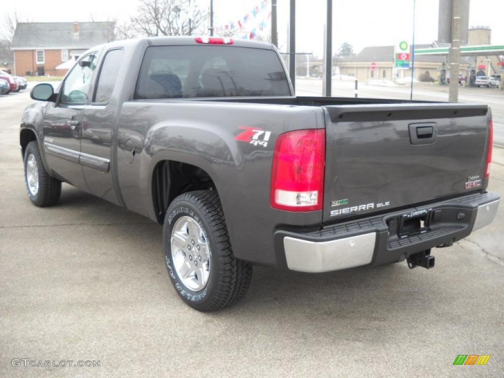 2010 Sierra 1500 SLE Extended Cab 4x4 - Storm Gray Metallic / Ebony photo #5