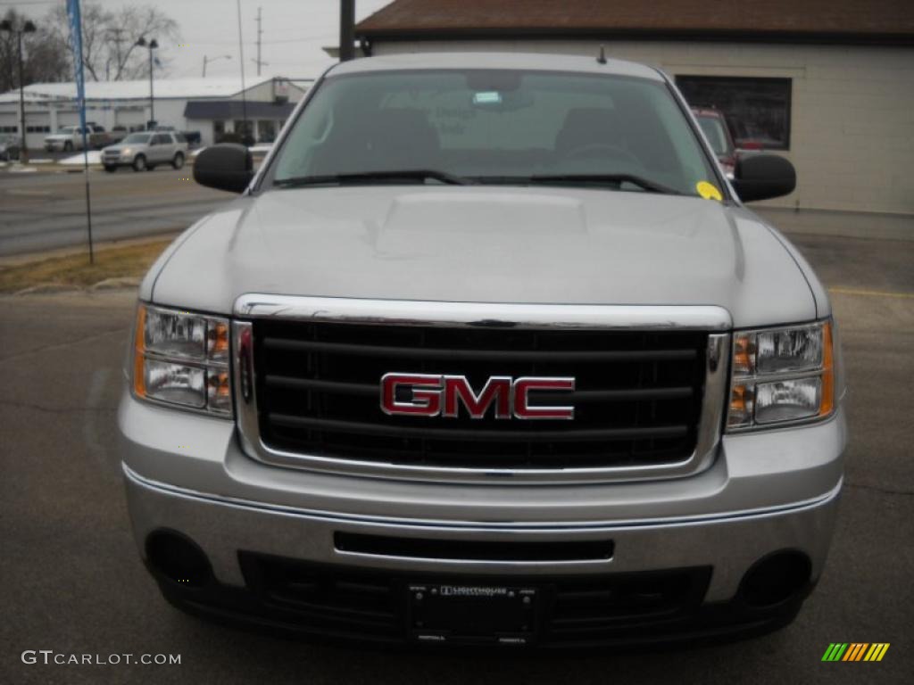 2010 Sierra 1500 SLE Extended Cab 4x4 - Pure Silver Metallic / Ebony photo #4