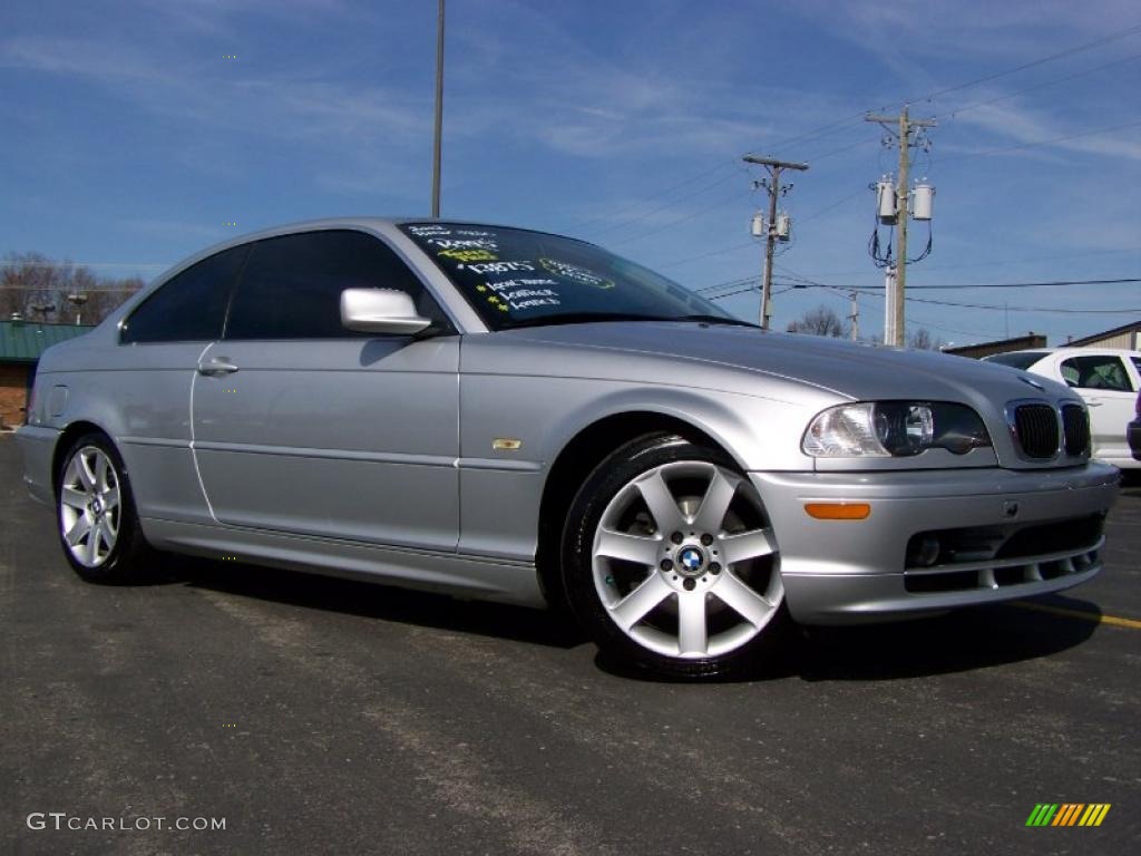 2002 3 Series 325i Coupe - Titanium Silver Metallic / Black photo #2