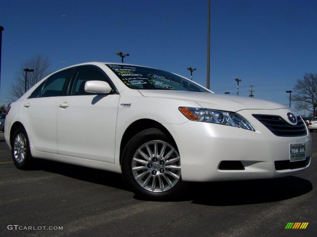 2007 Camry Hybrid - Blizzard White Pearl / Bisque photo #1