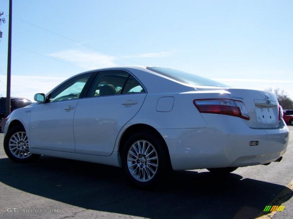 2007 Camry Hybrid - Blizzard White Pearl / Bisque photo #4