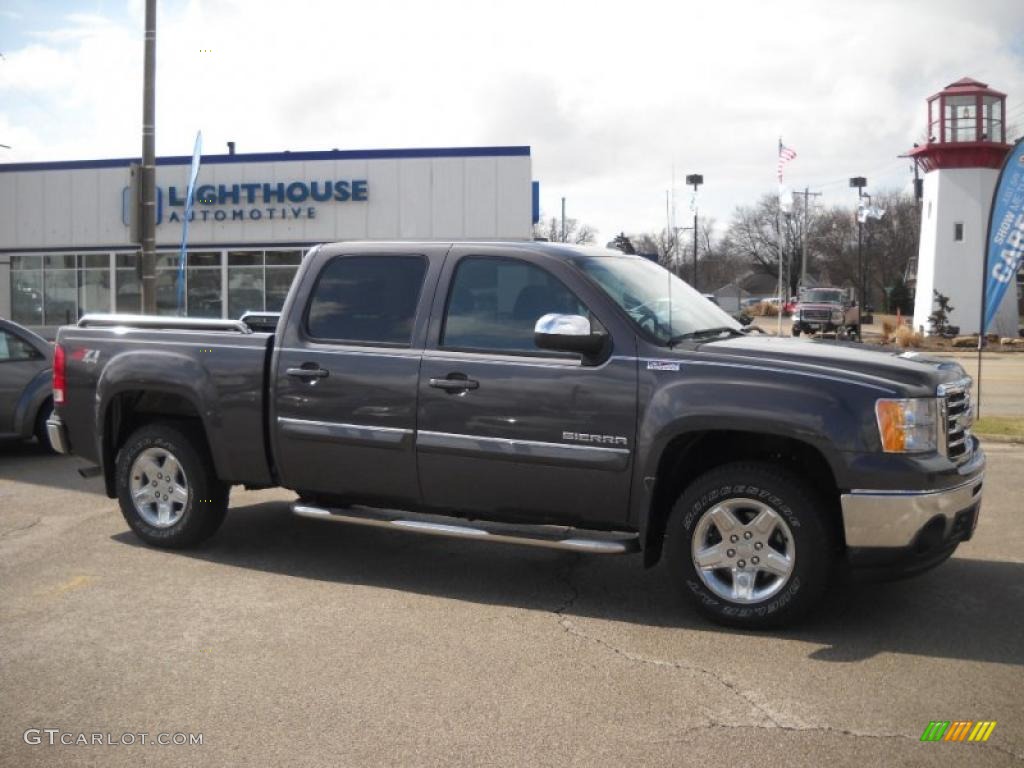 2010 Sierra 1500 SLE Crew Cab 4x4 - Storm Gray Metallic / Ebony photo #1
