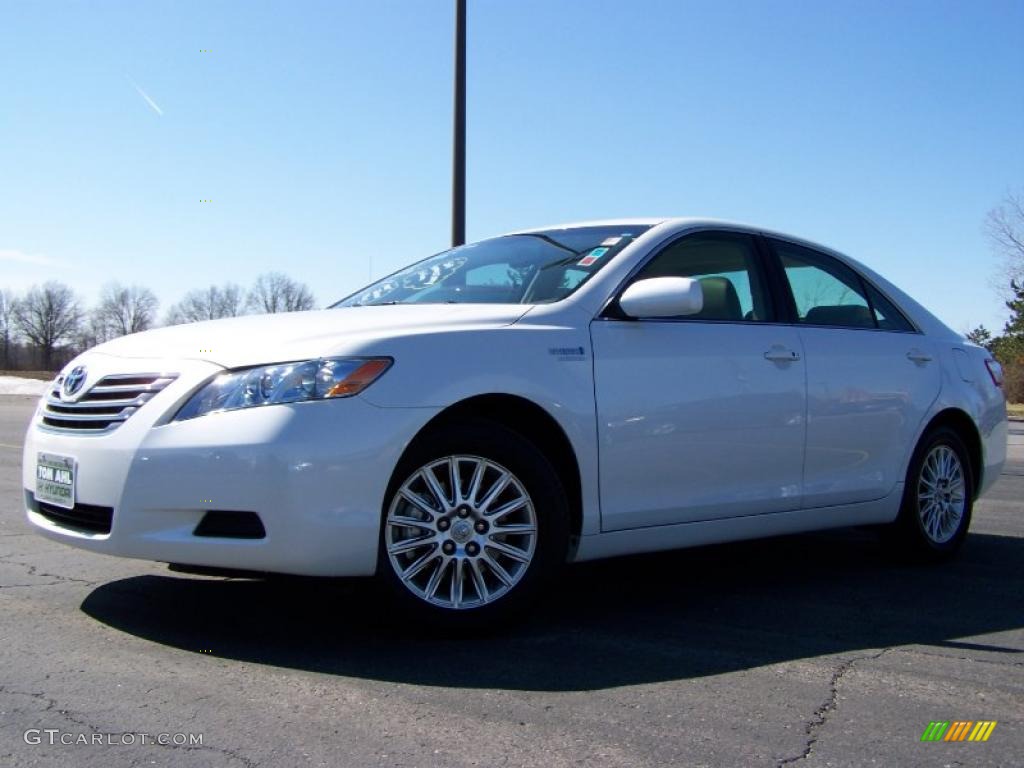 2007 Camry Hybrid - Blizzard White Pearl / Bisque photo #5