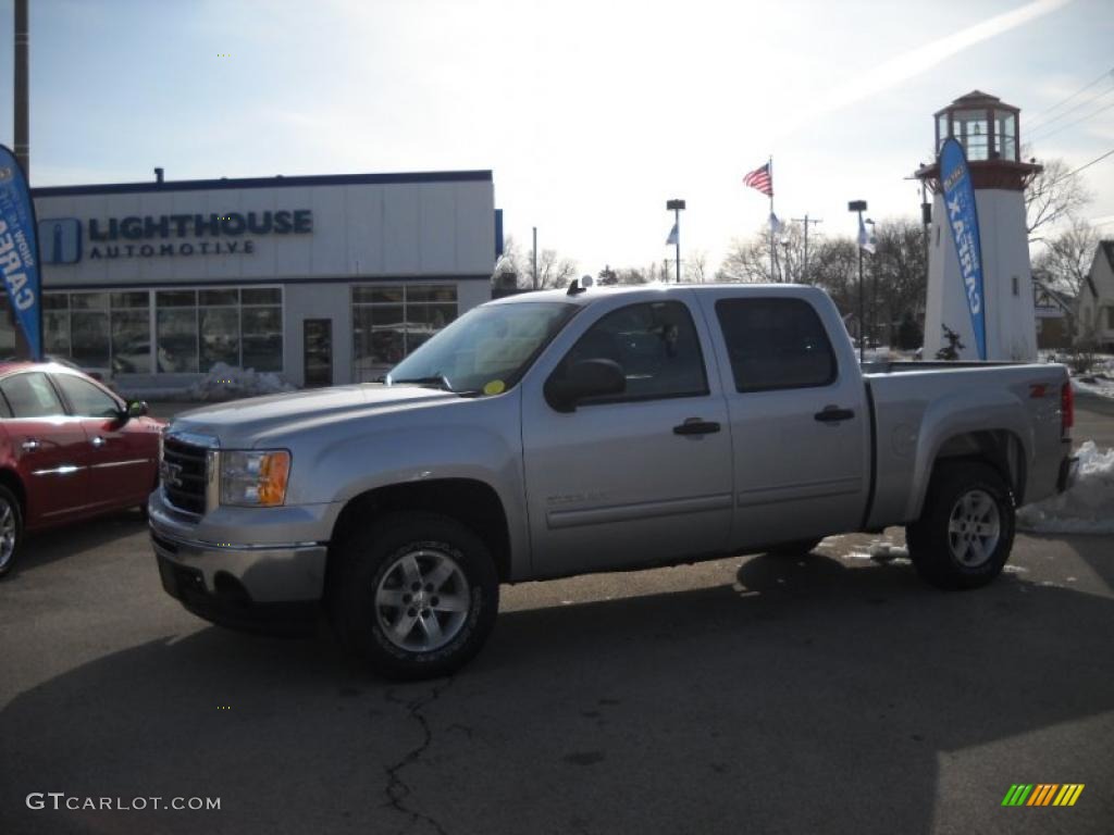 2010 Sierra 1500 SLE Crew Cab 4x4 - Pure Silver Metallic / Ebony photo #2