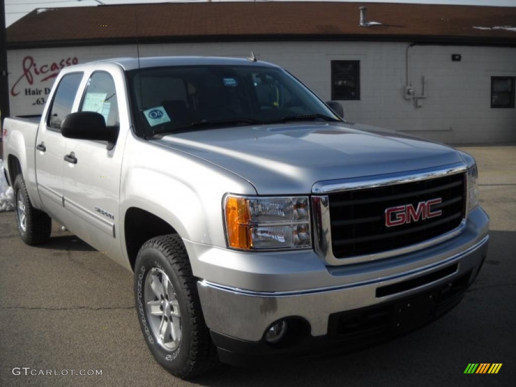 2010 Sierra 1500 SLE Crew Cab 4x4 - Pure Silver Metallic / Ebony photo #6