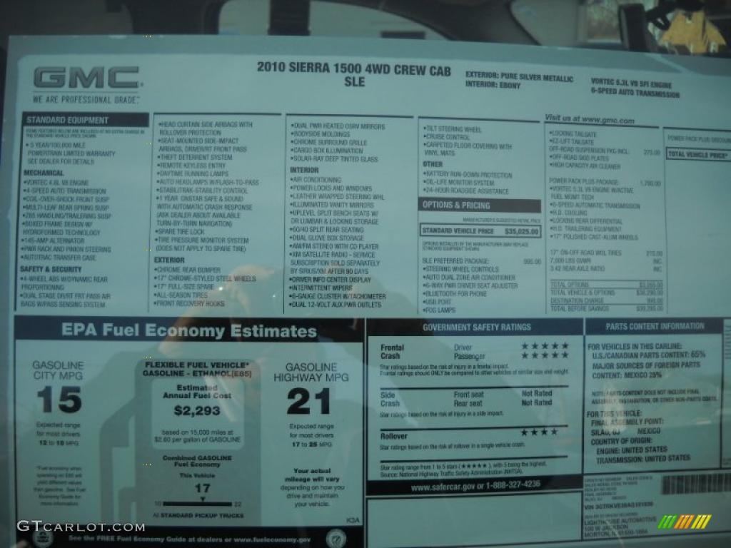 2010 Sierra 1500 SLE Crew Cab 4x4 - Pure Silver Metallic / Ebony photo #24