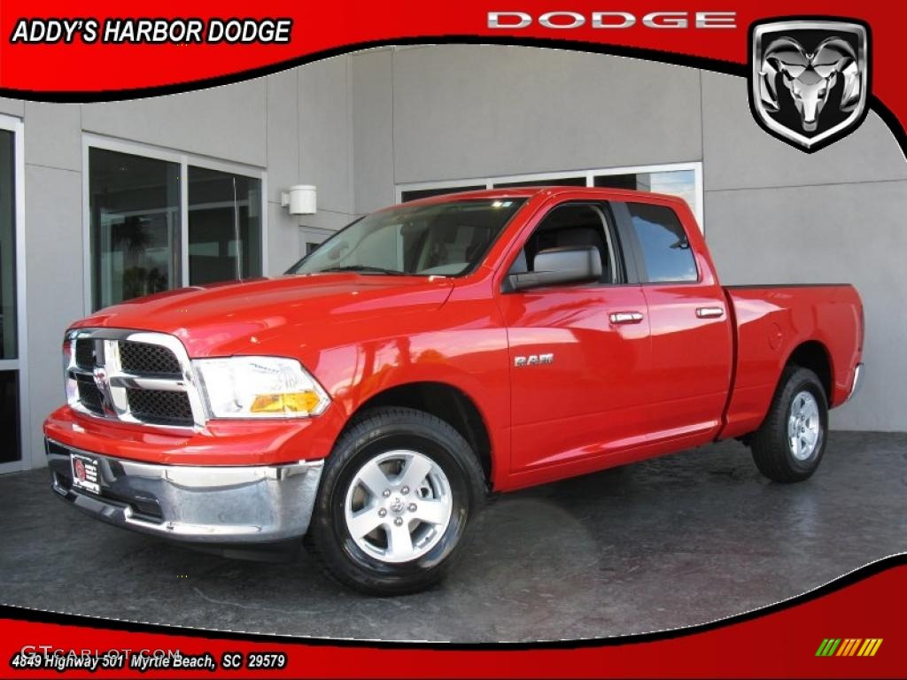 2010 Ram 1500 SLT Quad Cab - Flame Red / Dark Slate/Medium Graystone photo #1