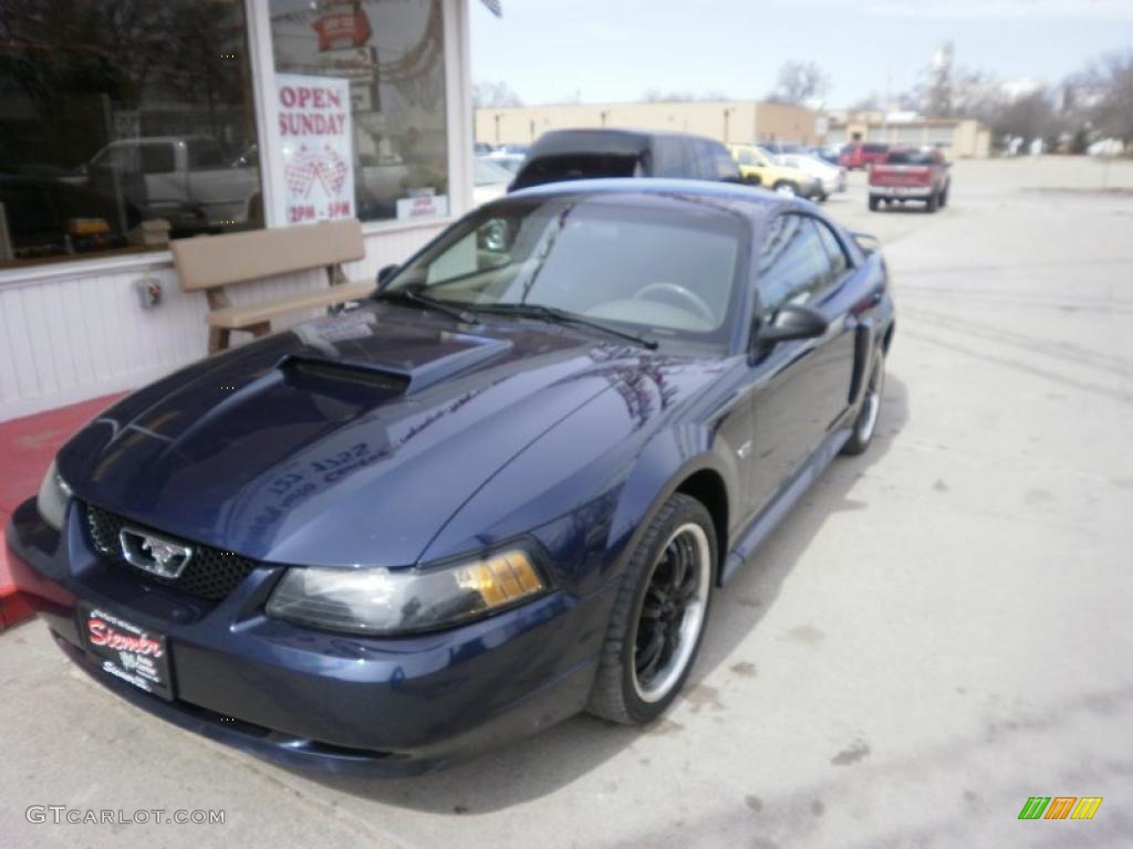 2001 Mustang GT Coupe - True Blue Metallic / Medium Parchment photo #3