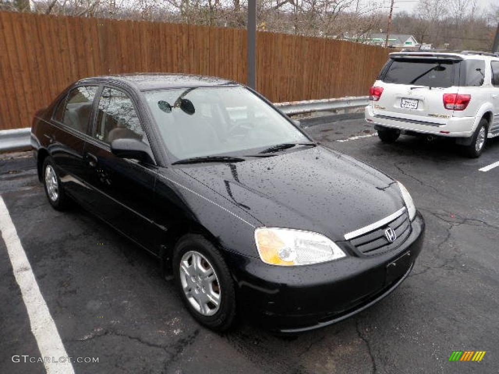 2002 Civic LX Sedan - Nighthawk Black Pearl / Gray photo #4