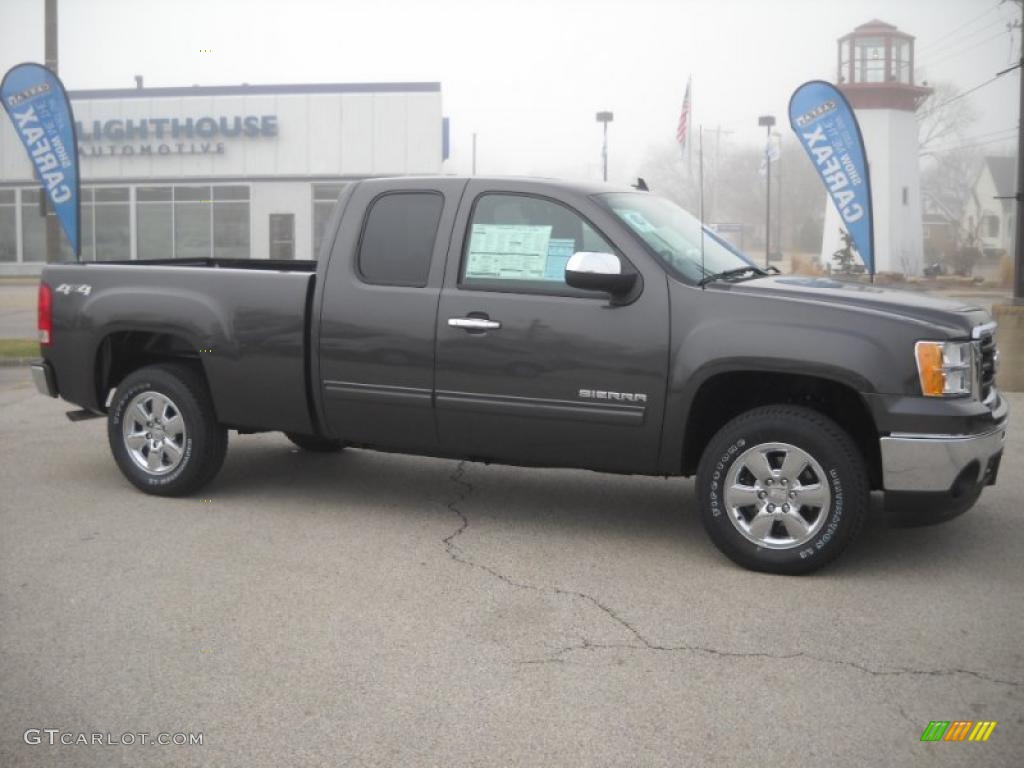 2010 Sierra 1500 SLE Extended Cab 4x4 - Storm Gray Metallic / Ebony photo #1