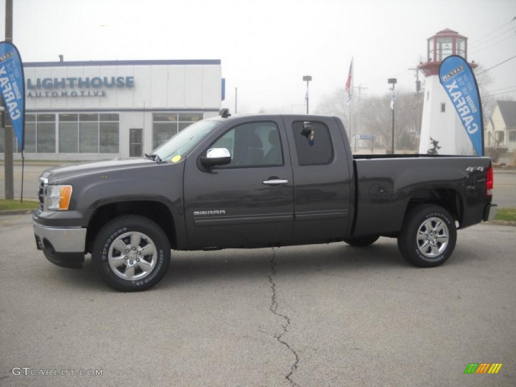 2010 Sierra 1500 SLE Extended Cab 4x4 - Storm Gray Metallic / Ebony photo #2