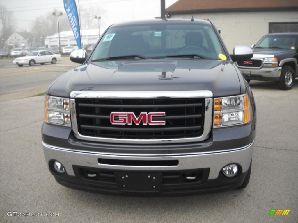 2010 Sierra 1500 SLE Extended Cab 4x4 - Storm Gray Metallic / Ebony photo #4