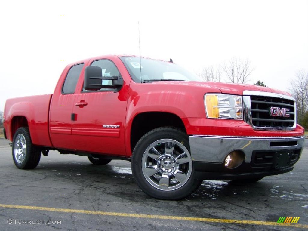 2010 Sierra 1500 SLT Extended Cab - Fire Red / Very Dark Cashmere/Light Cashmere photo #1
