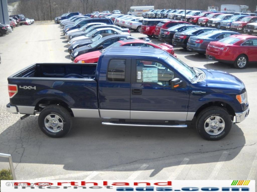 2010 F150 XLT SuperCab 4x4 - Dark Blue Pearl Metallic / Tan photo #5