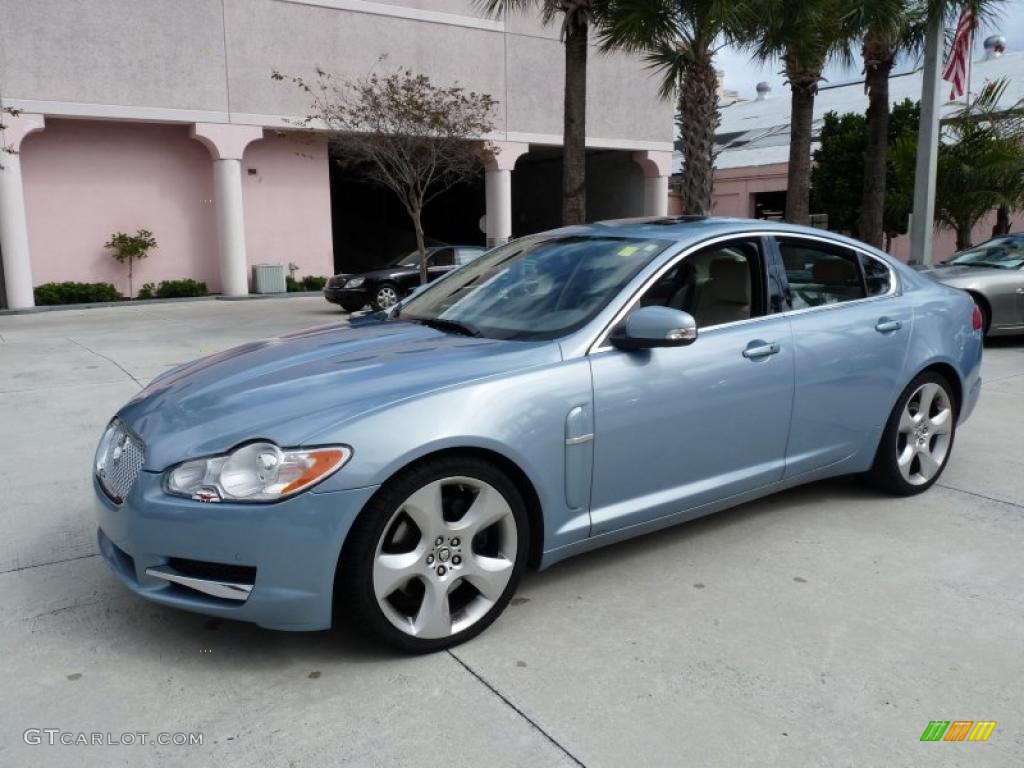 2009 XF Supercharged - Frost Blue Metallic / Ivory/Oyster photo #1