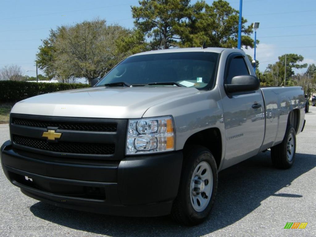 2008 Silverado 1500 Work Truck Regular Cab - Silver Birch Metallic / Dark Titanium photo #1