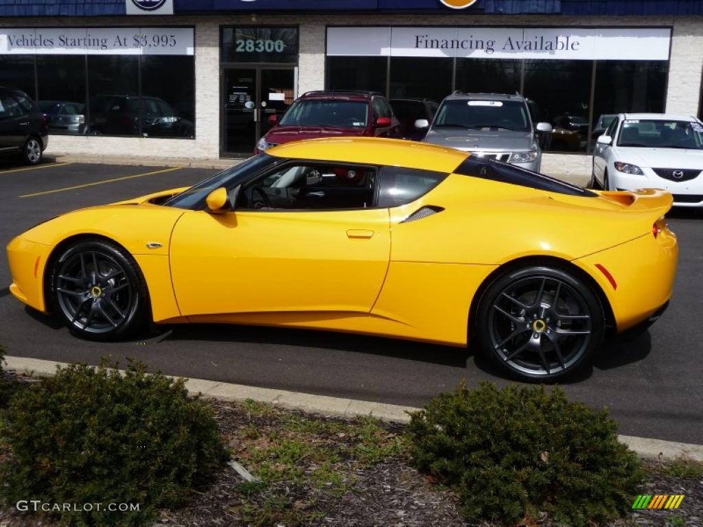 2010 Evora Coupe - Solar Yellow Metallic / Black Leather photo #10