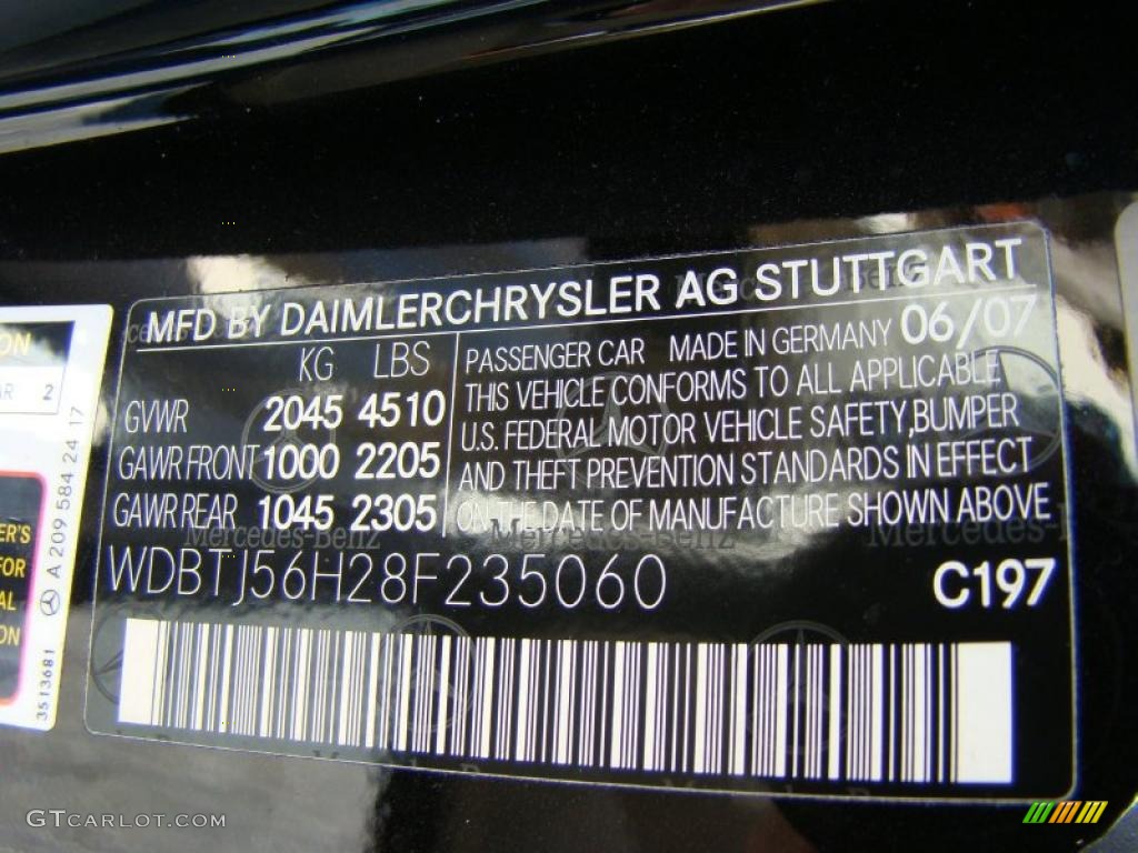 2008 CLK Color Code 197 for Obsidian Black Metallic Photo #27568713