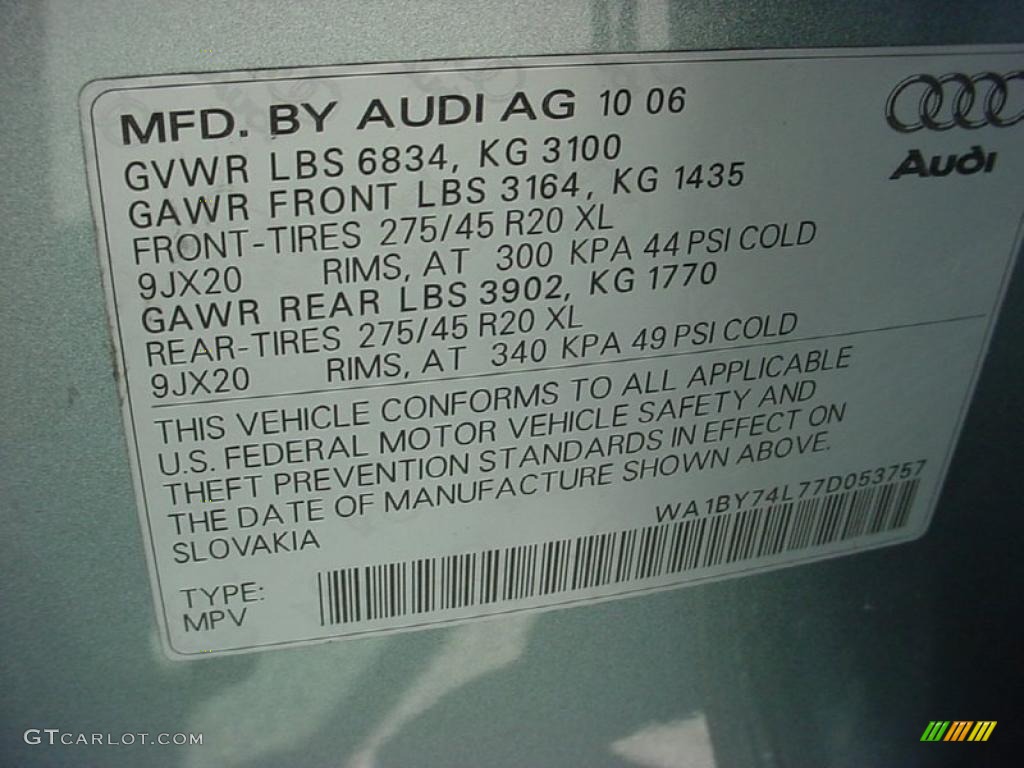 2007 Q7 3.6 Premium quattro - Sycamore Green Metallic / Limestone Grey photo #25
