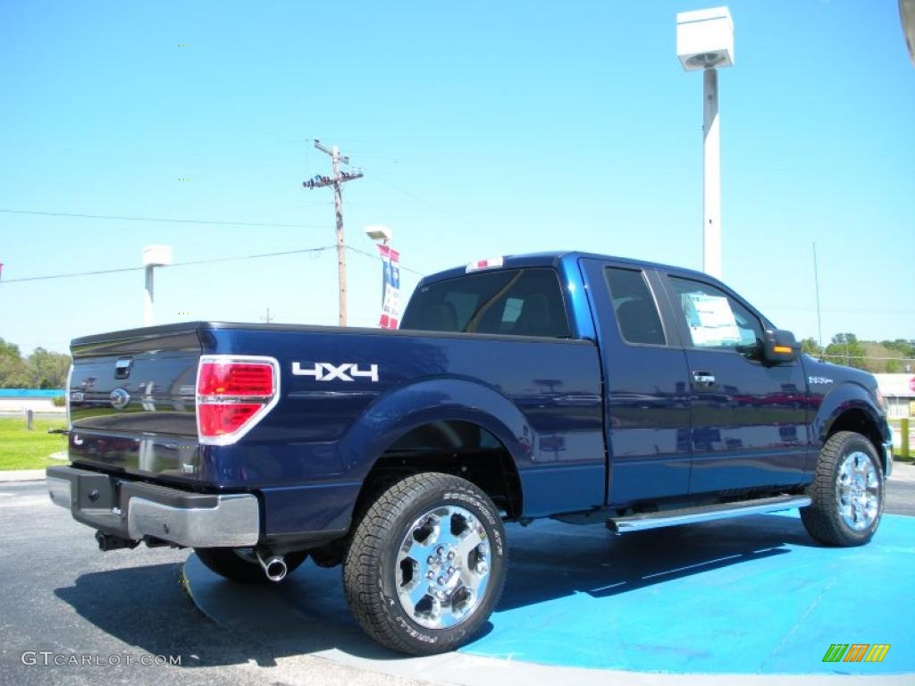 2010 F150 XLT SuperCab 4x4 - Dark Blue Pearl Metallic / Medium Stone photo #3