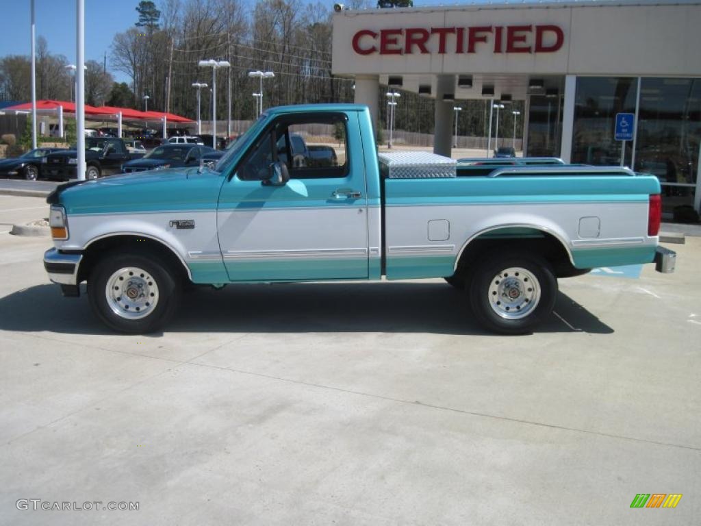 1994 F150 XL Regular Cab - Bright Calypso Green Metallic / Grey photo #3