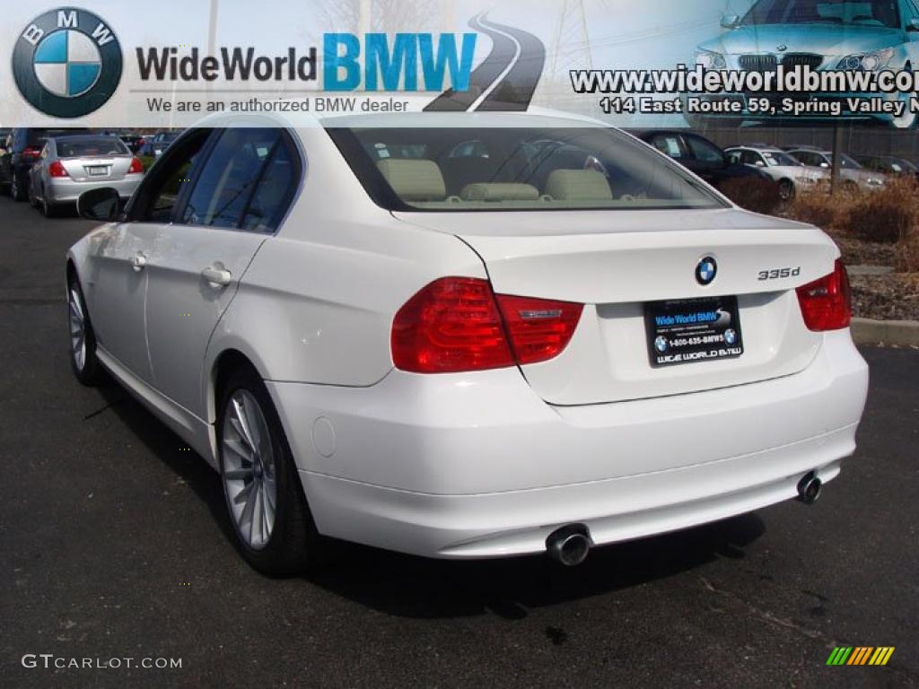 2009 3 Series 335d Sedan - Alpine White / Beige photo #6