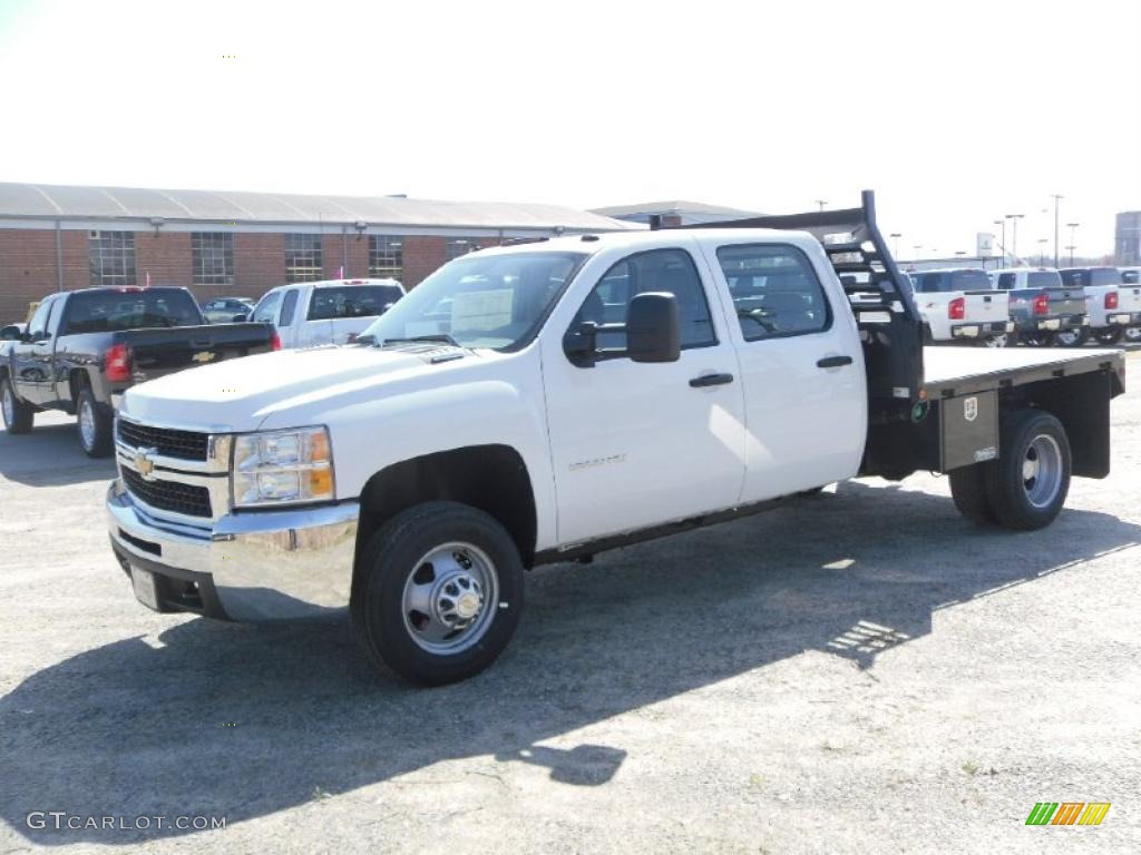 2010 Silverado 3500HD Work Truck Crew Cab 4x4 Dually - Summit White / Dark Titanium photo #1