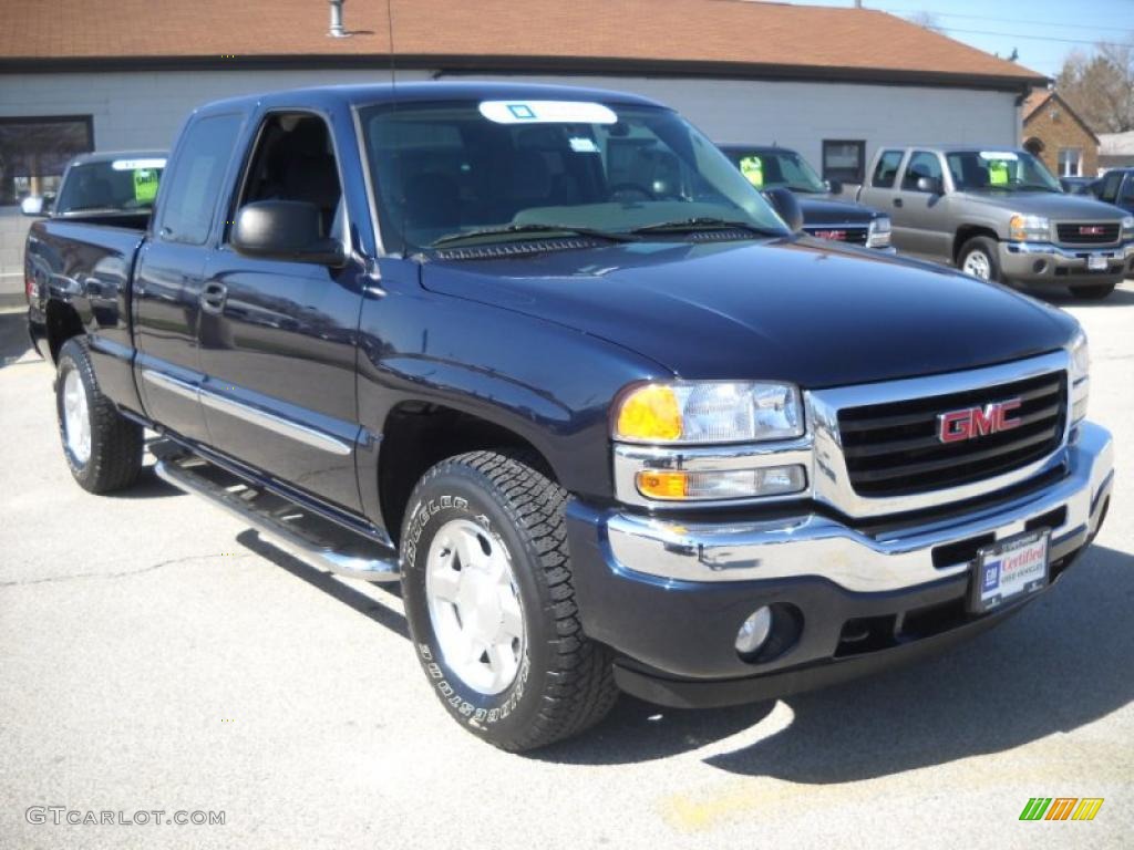 2007 Sierra 1500 Classic SLE Extended Cab 4x4 - Deep Blue Metallic / Ebony Black photo #6