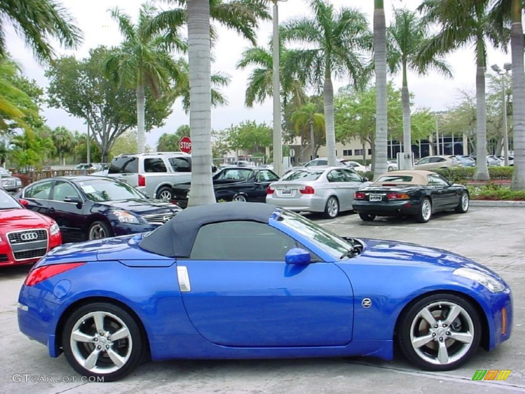 2006 350Z Touring Roadster - Daytona Blue Metallic / Frost Leather photo #2