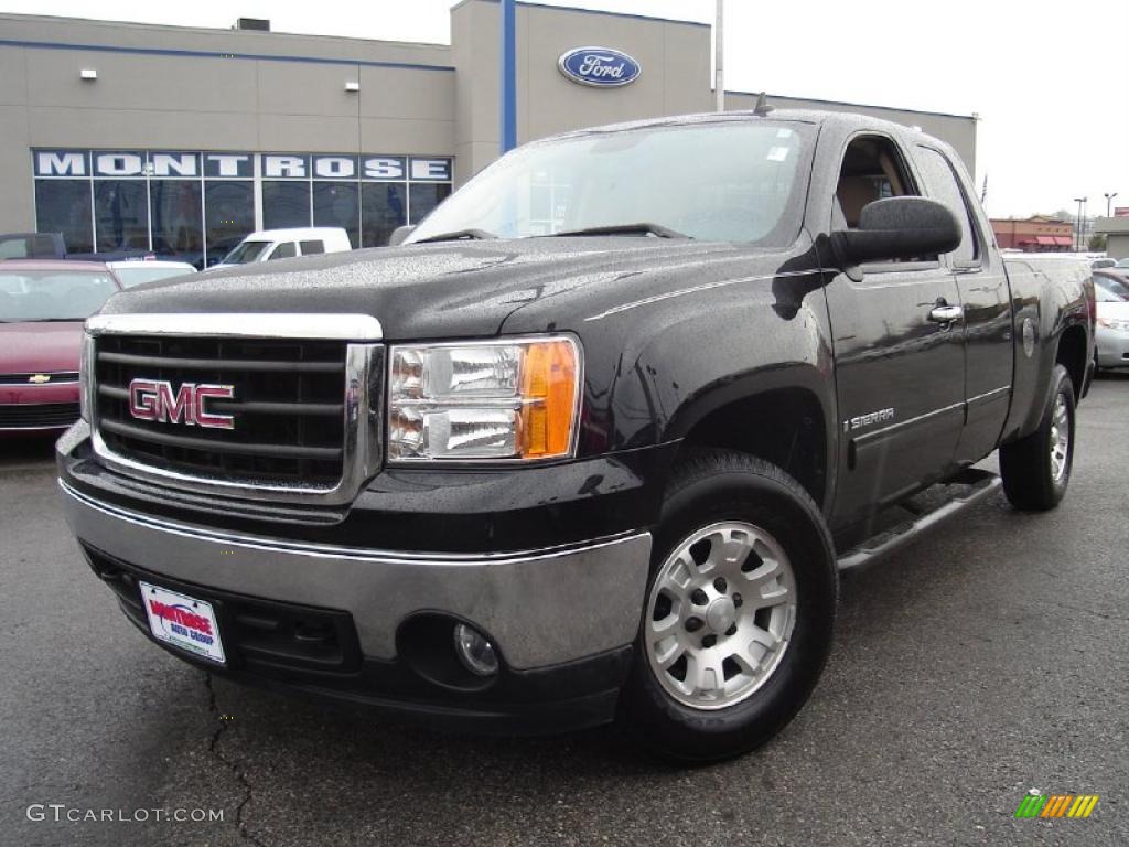 2008 Sierra 1500 SLE Extended Cab 4x4 - Onyx Black / Light Cashmere photo #1