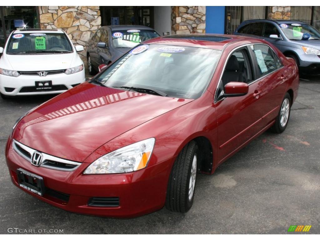 2007 Accord EX-L Sedan - Moroccan Red Pearl / Gray photo #2