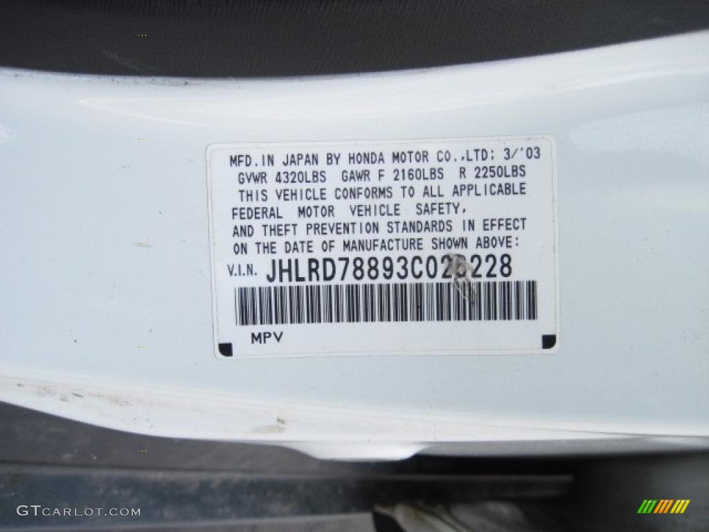 2003 CR-V EX 4WD - Taffeta White / Black photo #33