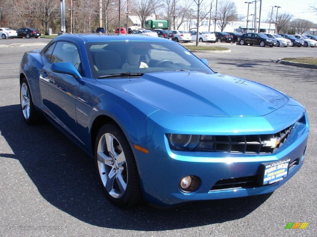 2010 Camaro LT/RS Coupe - Aqua Blue Metallic / Beige photo #3