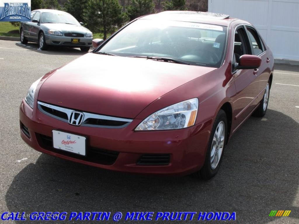 2007 Accord EX Sedan - Moroccan Red Pearl / Gray photo #3