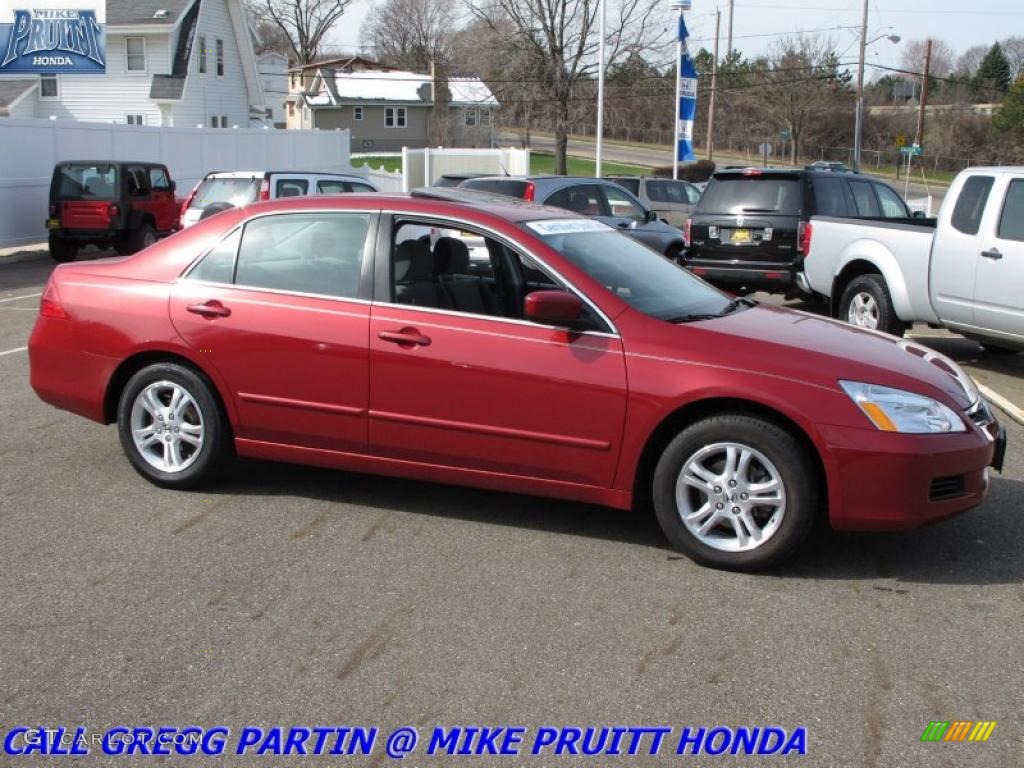 2007 Accord EX Sedan - Moroccan Red Pearl / Gray photo #6