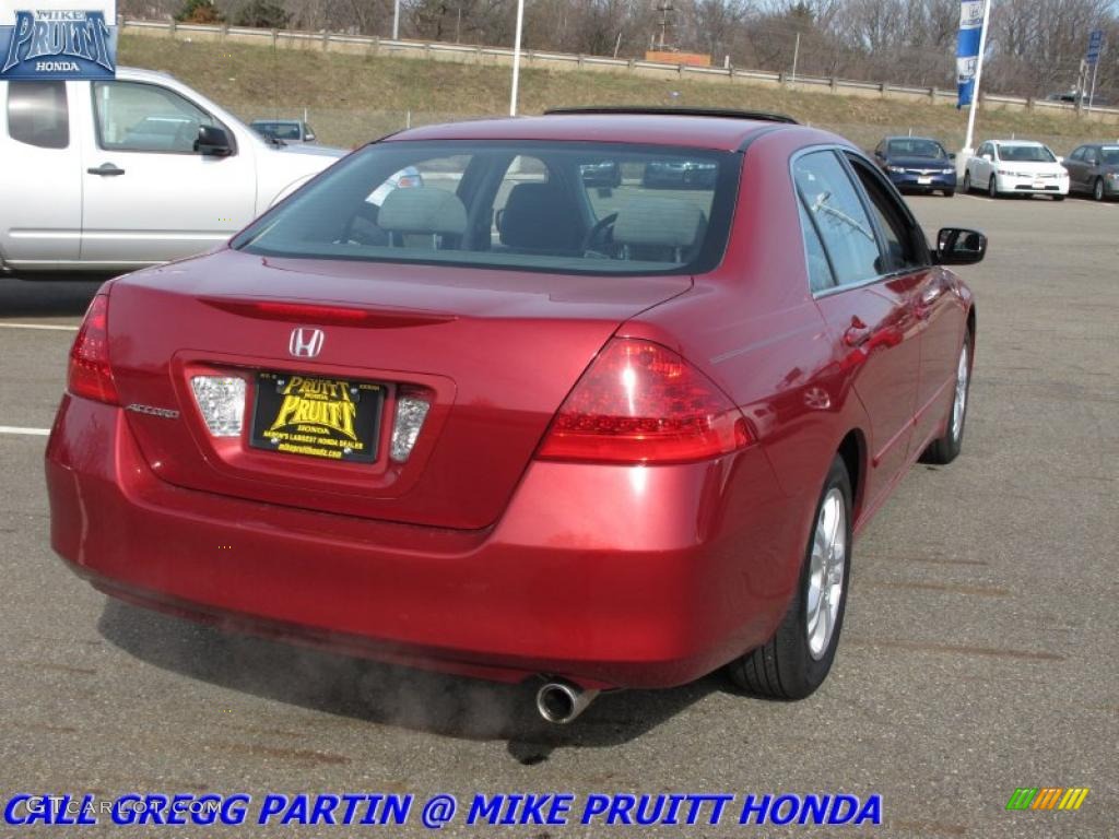 2007 Accord EX Sedan - Moroccan Red Pearl / Gray photo #7