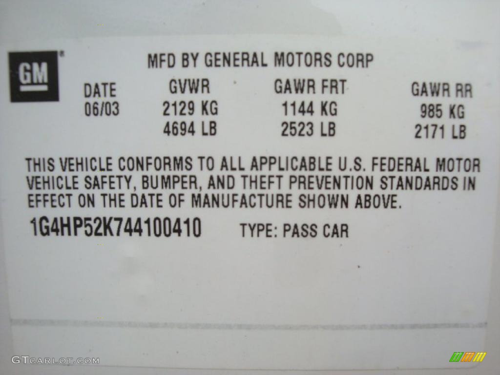 2004 LeSabre Custom - White / Medium Gray photo #16