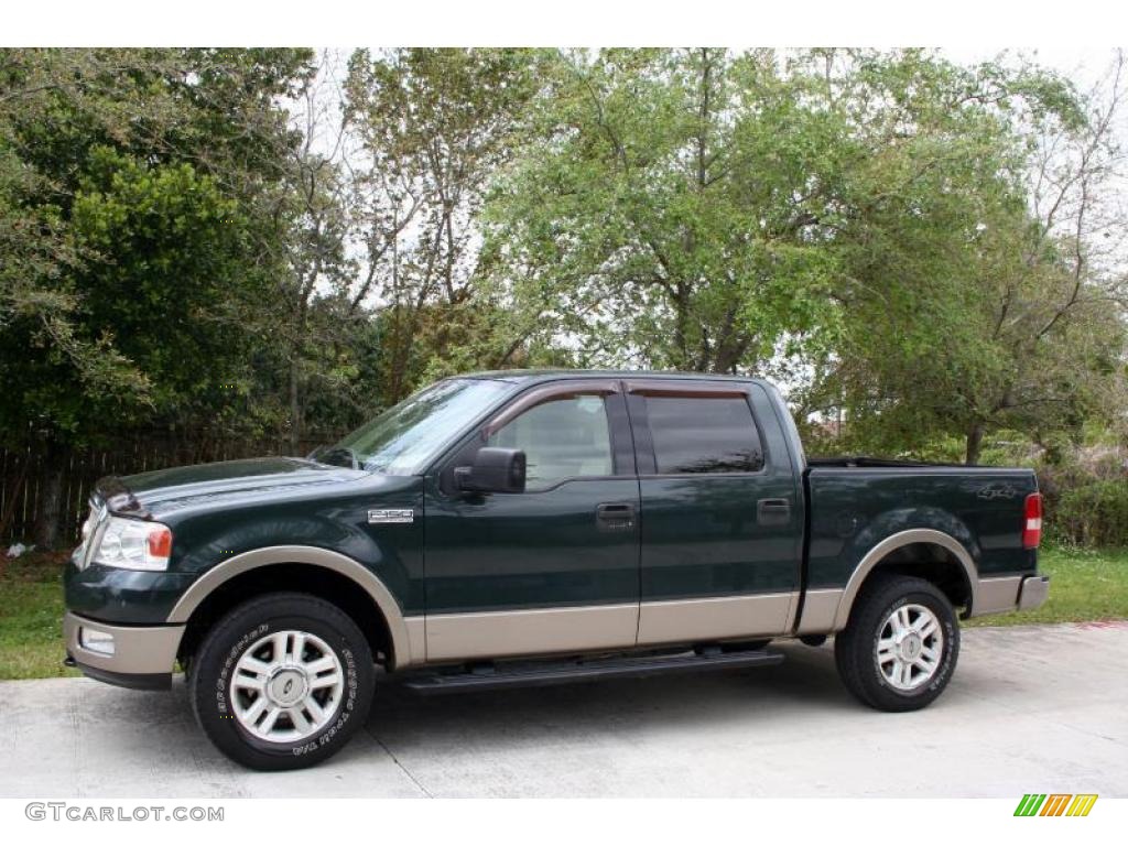 2004 F150 Lariat SuperCrew 4x4 - Aspen Green Metallic / Tan photo #3