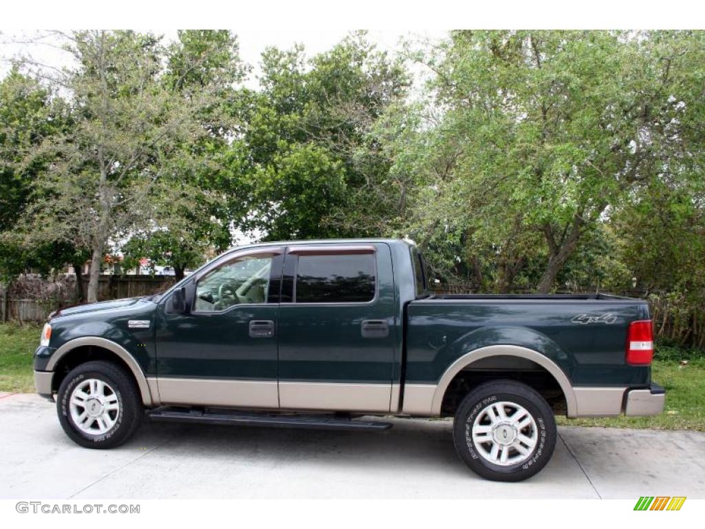 2004 F150 Lariat SuperCrew 4x4 - Aspen Green Metallic / Tan photo #5