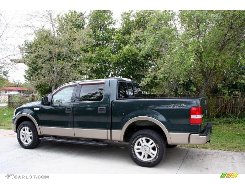 2004 F150 Lariat SuperCrew 4x4 - Aspen Green Metallic / Tan photo #6