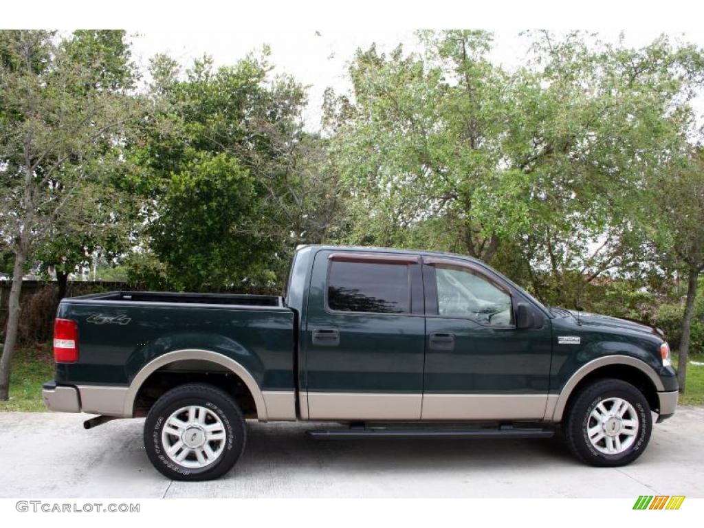 2004 F150 Lariat SuperCrew 4x4 - Aspen Green Metallic / Tan photo #10