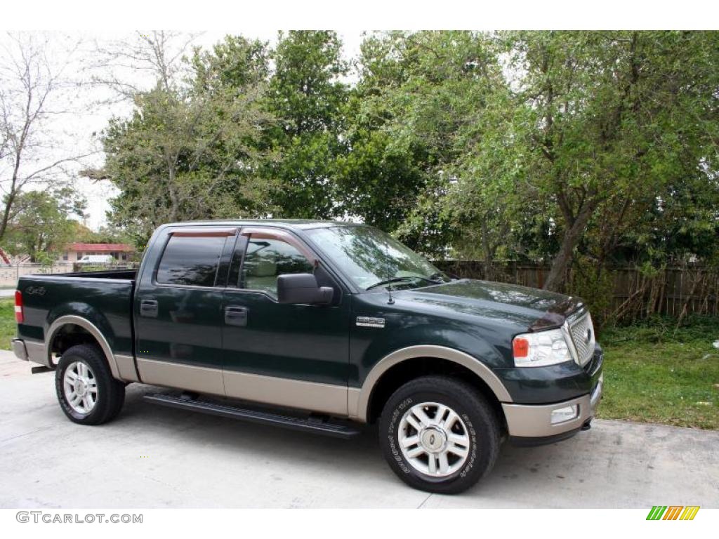 2004 F150 Lariat SuperCrew 4x4 - Aspen Green Metallic / Tan photo #12