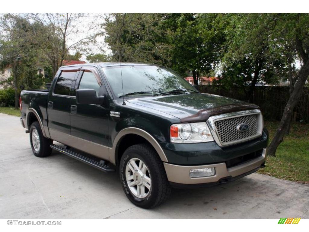 2004 F150 Lariat SuperCrew 4x4 - Aspen Green Metallic / Tan photo #13