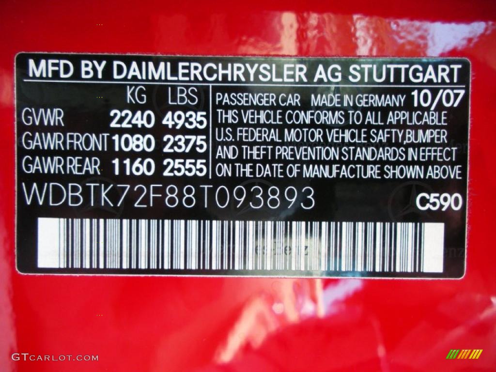2008 CLK Color Code 590 for Mars Red Photo #27674167