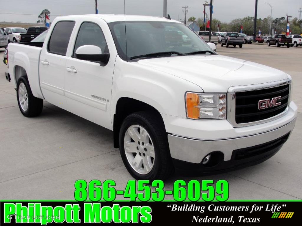 2008 Sierra 1500 SLE Crew Cab - Summit White / Ebony photo #1