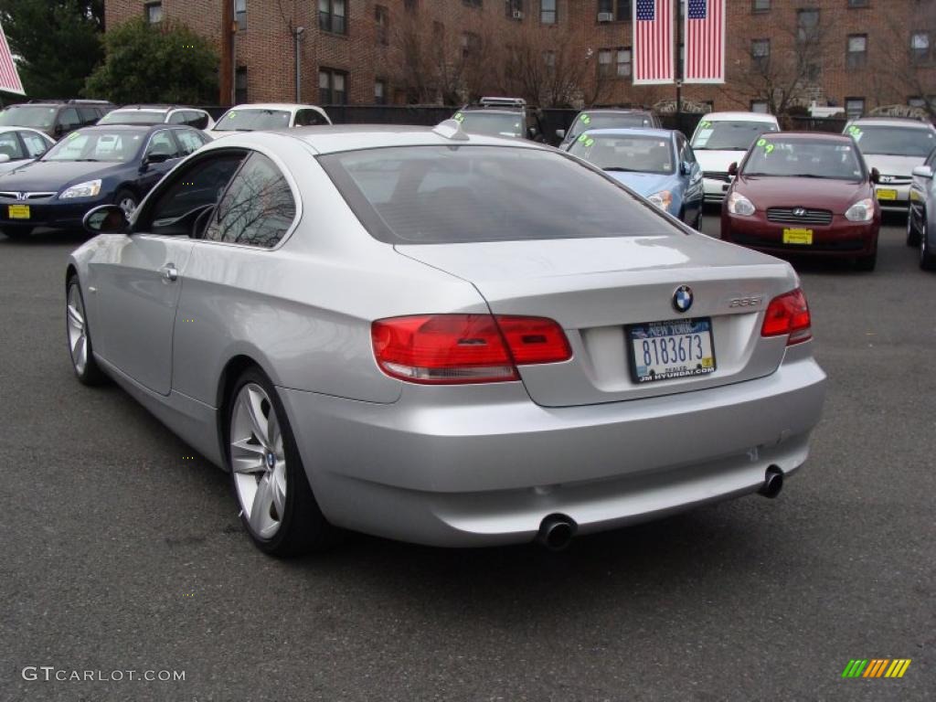 2007 3 Series 335i Coupe - Titanium Silver Metallic / Coral Red/Black photo #7